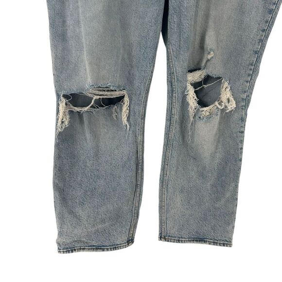 Abercrombie 90s Straight Ultra High Rise Blue Jeans Size 37 24L Distressed Denim - Picture 3 of 6